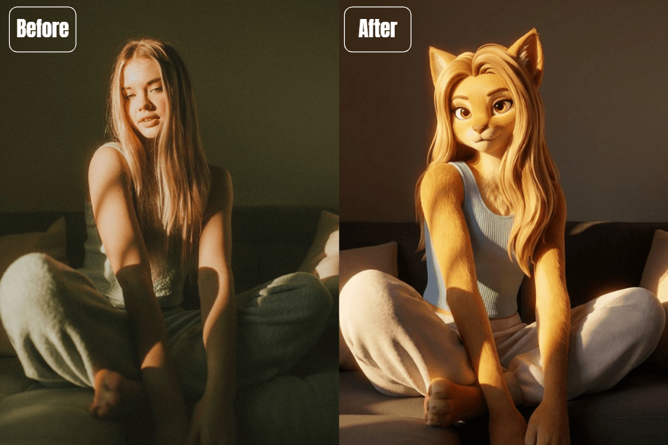 Exemplo de transformação de pessoa real em personagem estilo Zootopia