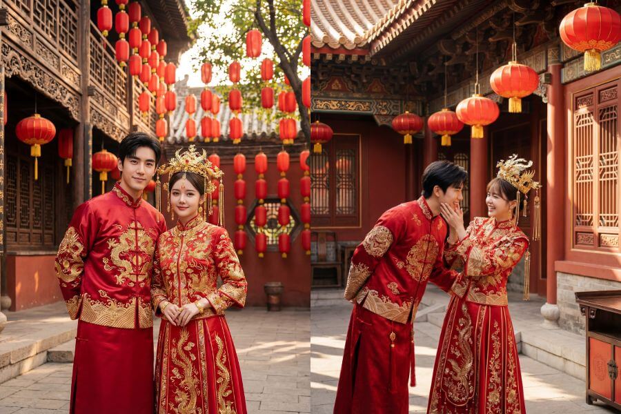 中式經典婚紗照 婚紗寫真-婚紗照合成app-婚紗修圖