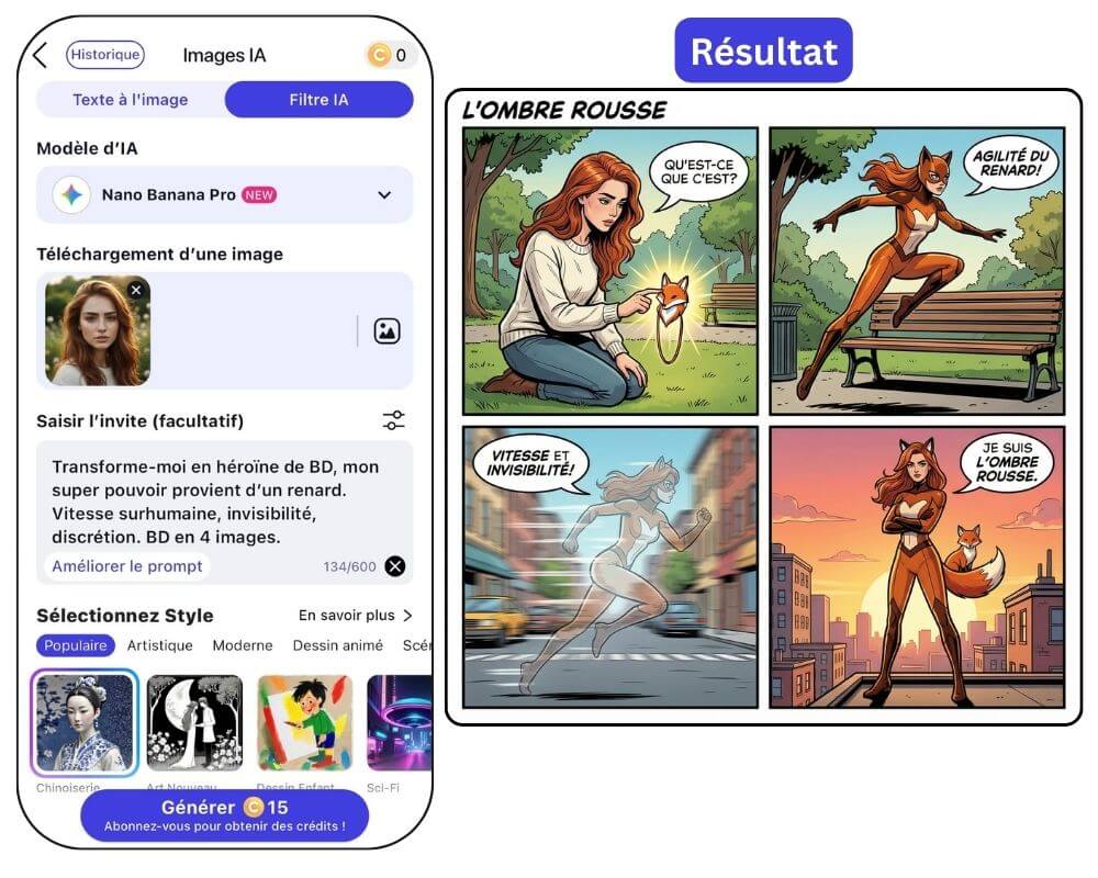 Générateur de BD IA, Comic AI, Manga IA en ligne et sur application