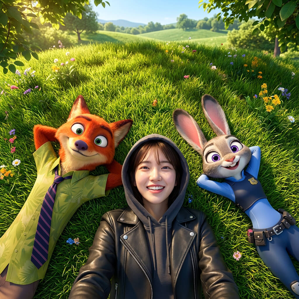 芝生にいる写真