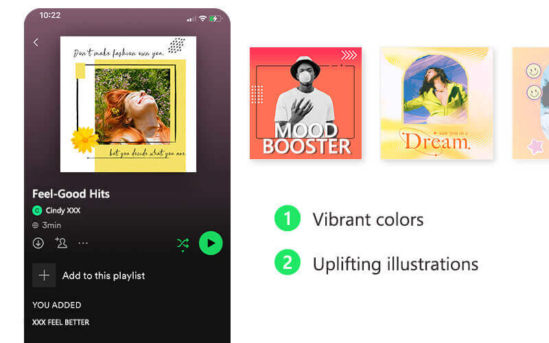 Buntes Spotify Playlist Cover für Gute-Laune-Musik.