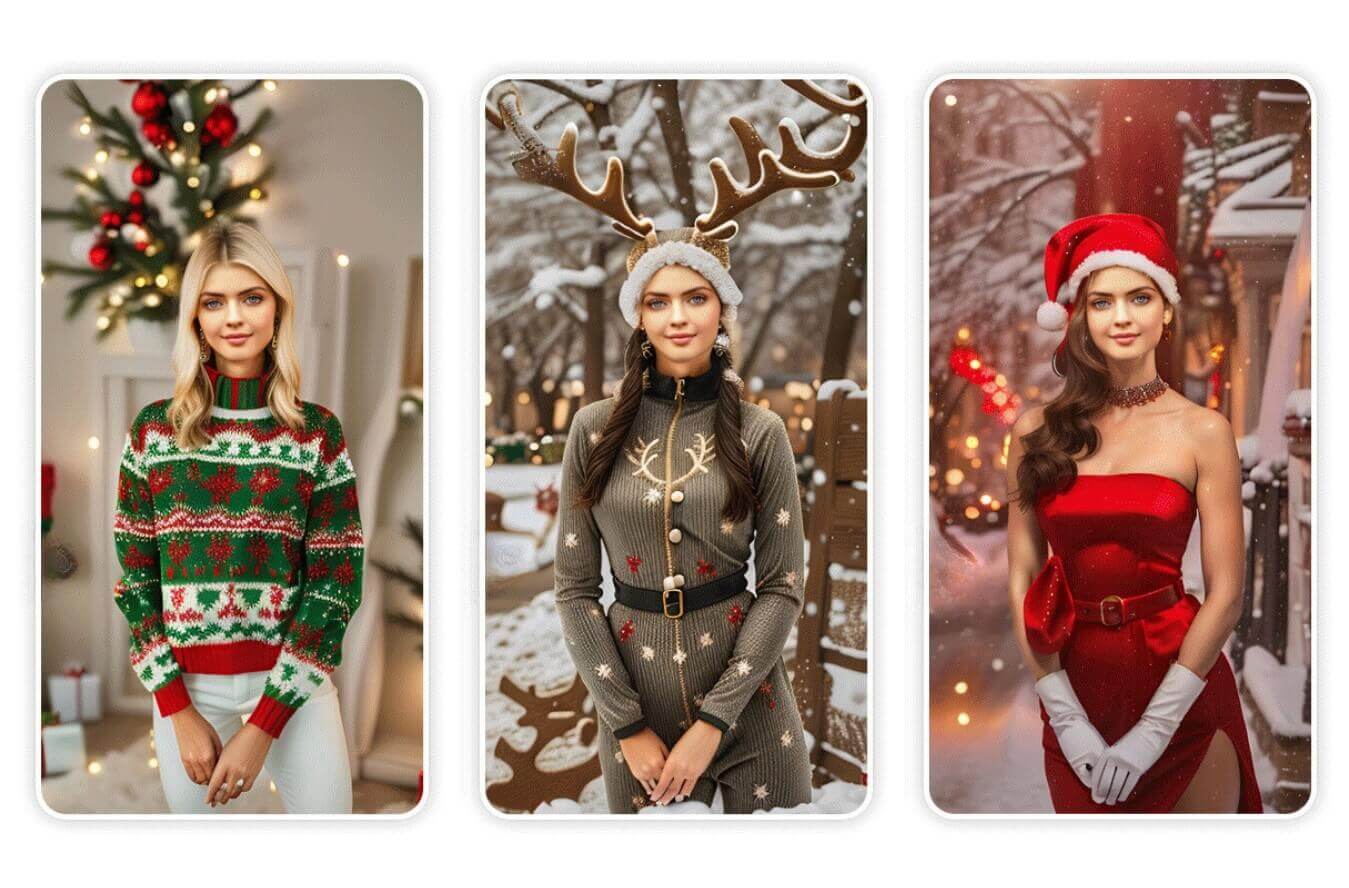 AI Christmas photo with YouCam Makeup AI Agent