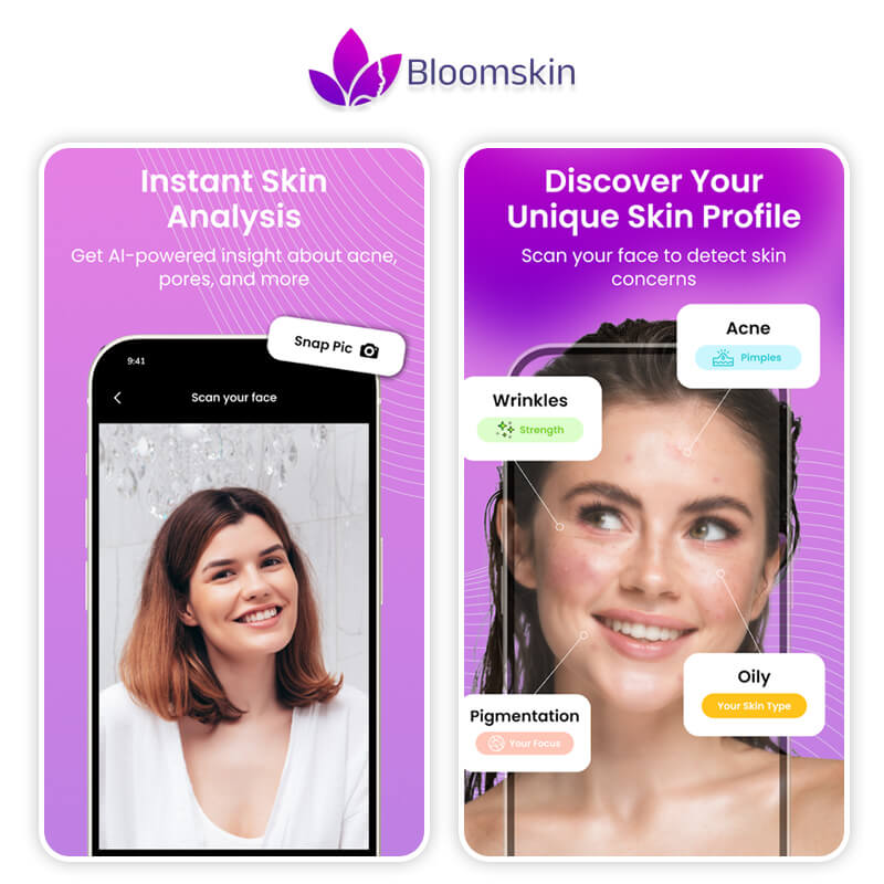 Bloomskin evaluates your skin tone, undertone, and even suggests your seasonal color palette. Bloomskin is good for skin analysis, but has is not suitable for photo editing and retouching.