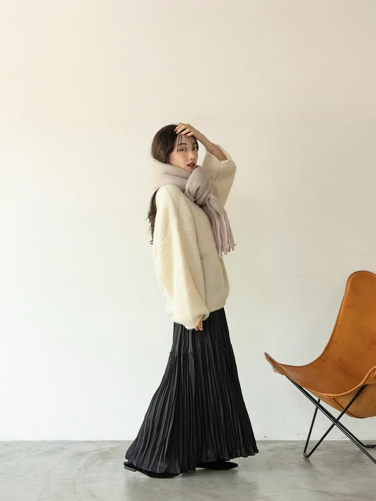 冬のデート服は上下異素材ミックスが可愛い