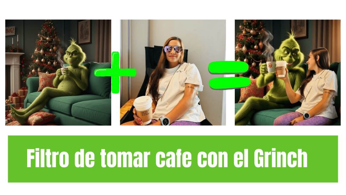 plantilla con el grinch tomando cafe