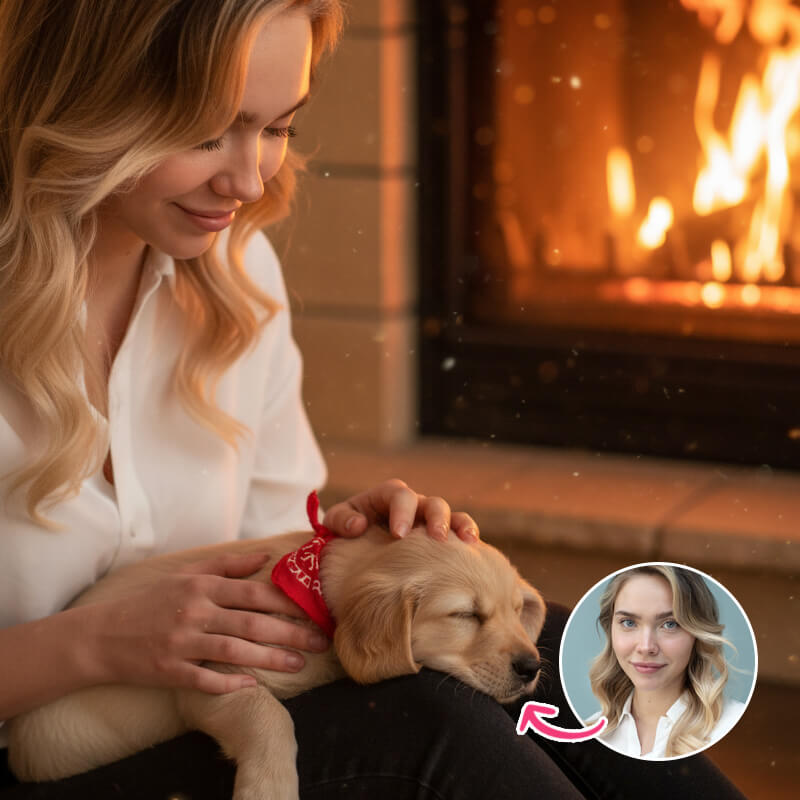 Christmas Fireplace AI Photo