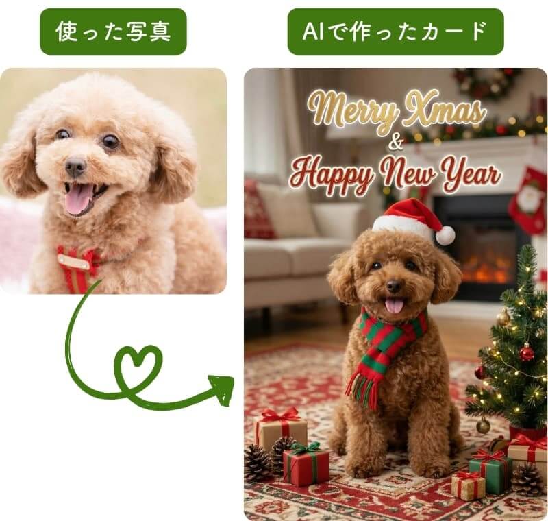 ペットの写真を使って作ったグリーティングカード ペットの写真を使って作ったグリーティングカード