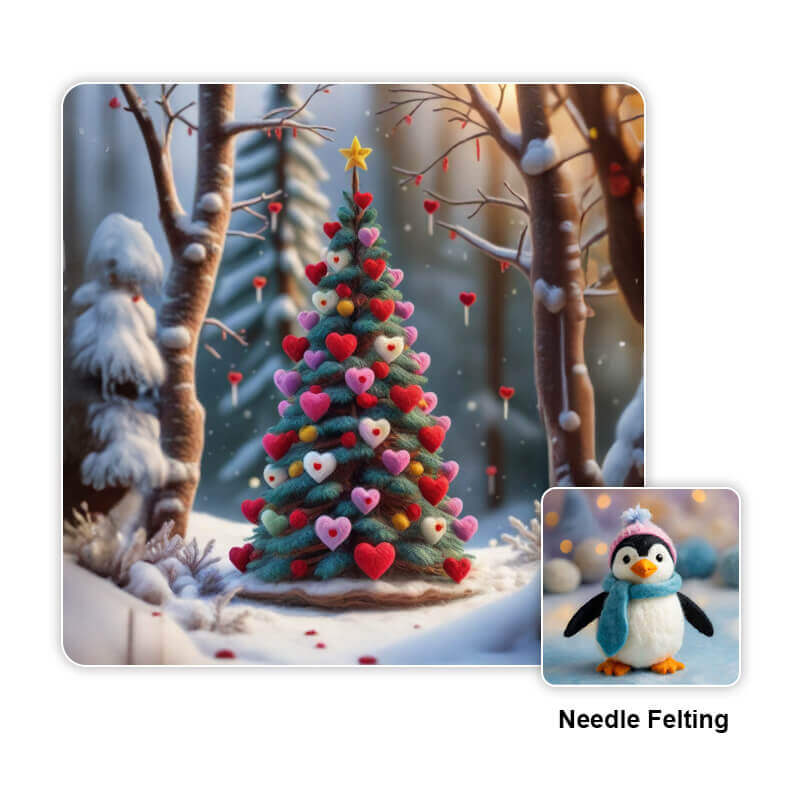 Ein niedlicher KI-Weihnachtsbaum im Filz-Look.