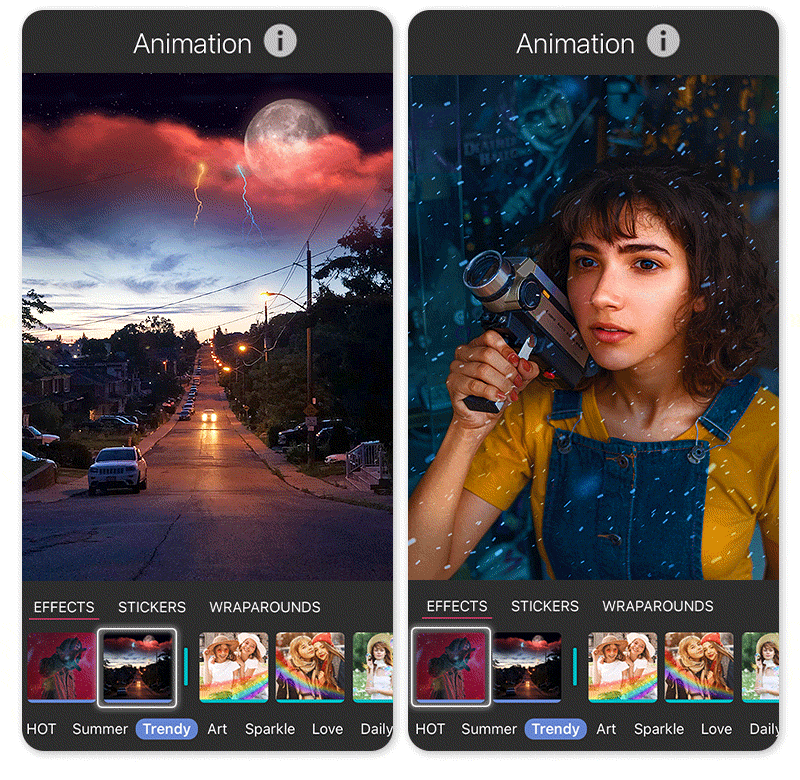 Upside Down Filter Animation des Upside Down Foto-Filters in der YouCam Perfect App.