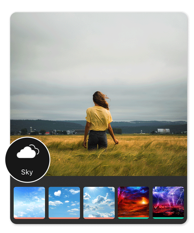 Stranger Things Himmel Hintergrund Vorher-Nachher-Vergleich des Stranger Things Himmel-Hintergrunds, erstellt mit YouCam Perfect.