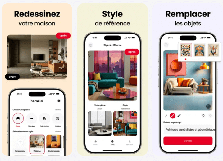 Application décoration d'intérieur avec photo : Home AI