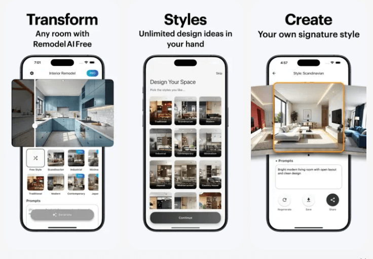 Application décoration d'intérieur avec photo IA : remodel AI