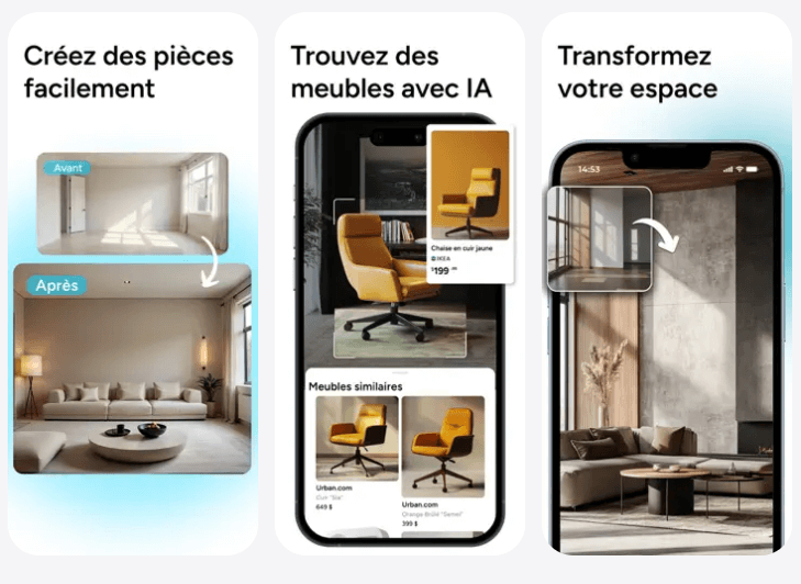 Application décoration d'intérieur avec photo