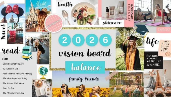 Vision board 2026 : modèle Noël