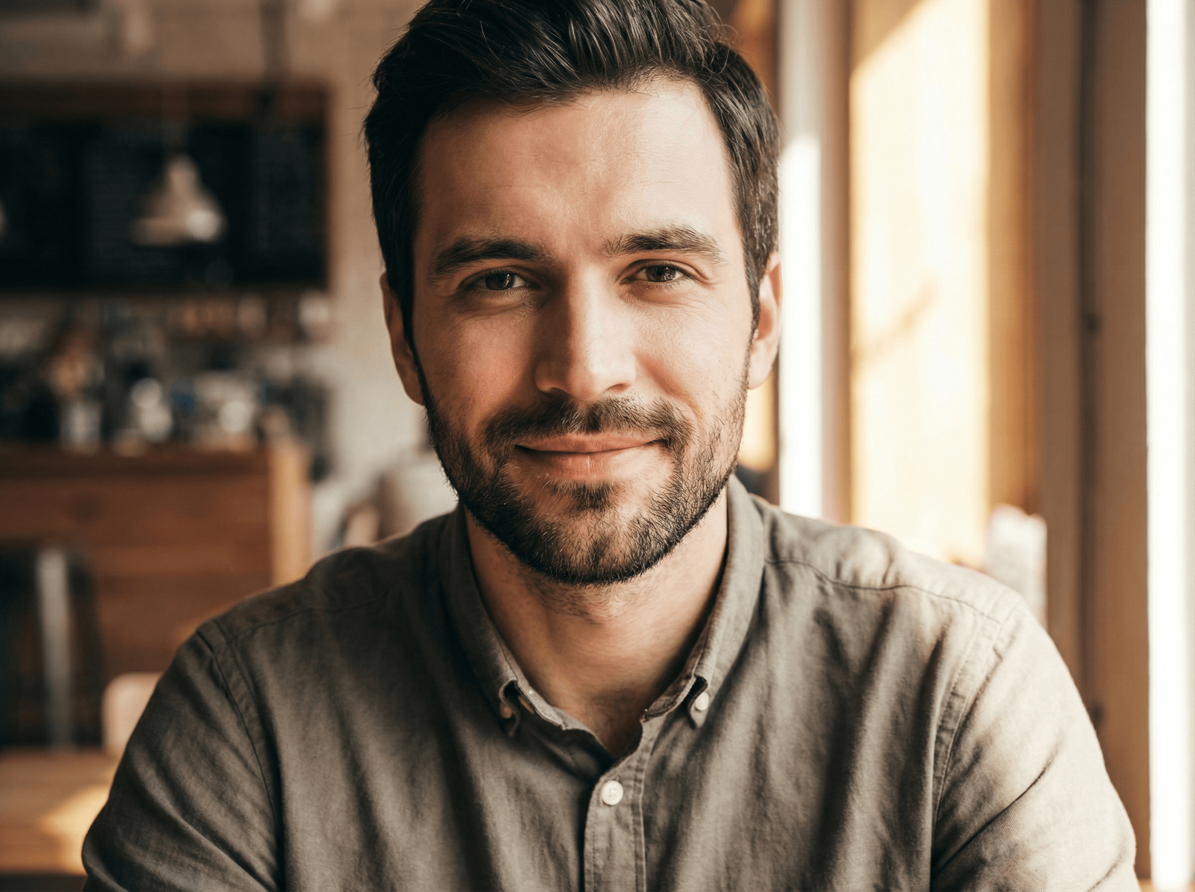 Oval Face Shape with Classic Short Beard Oval Face Shape with Classic Short Beard