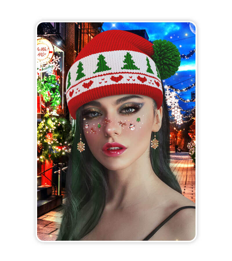 Weihnachtliches Makeup mit Rentier- und Schneemann-Motiven
