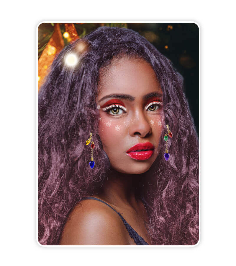 Makeup mit kleinen Weihnachtsmützen als Lidschatten