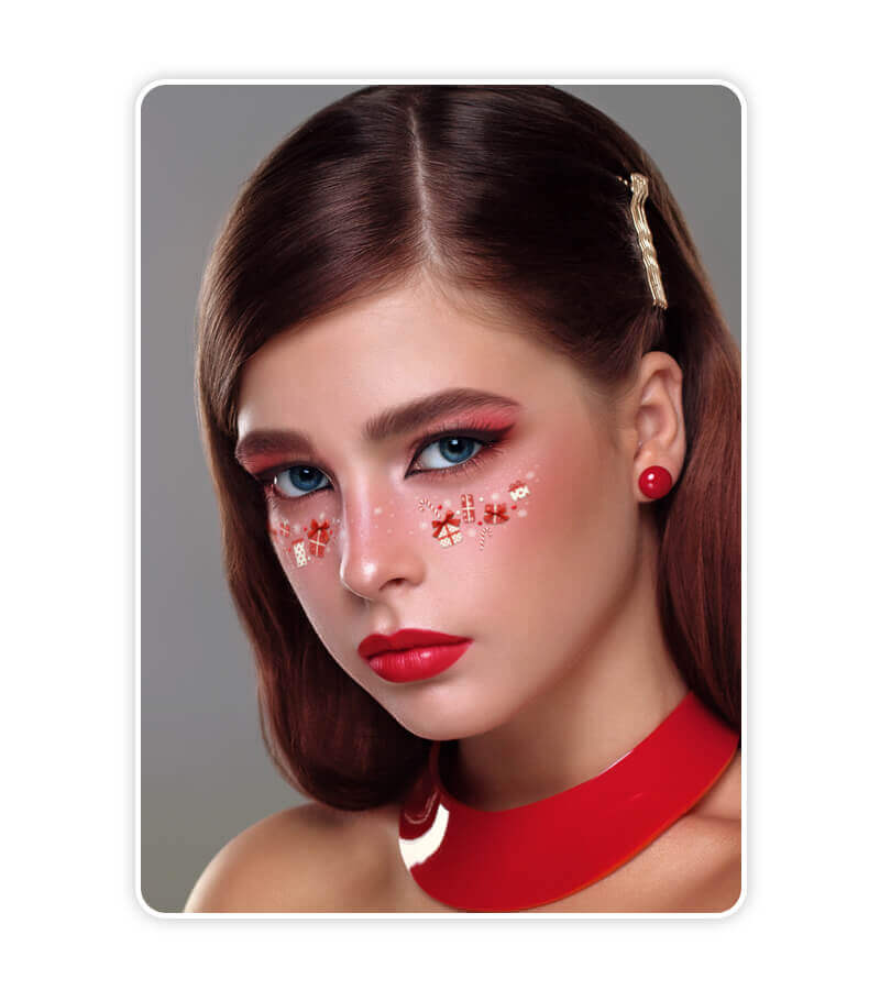 Makeup mit kleinen Geschenken als Verzierung