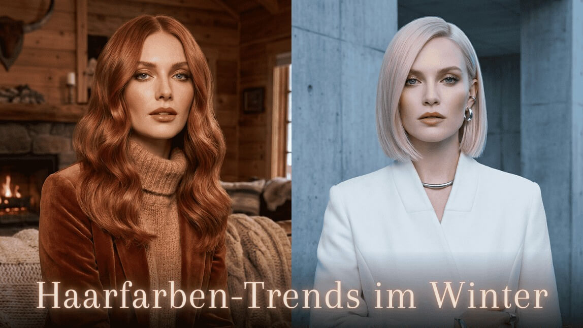 Links eine Frau mit warmem Kupfer-Haar, rechts eine Frau mit kühlem Rosé-Blond als Kontrast.