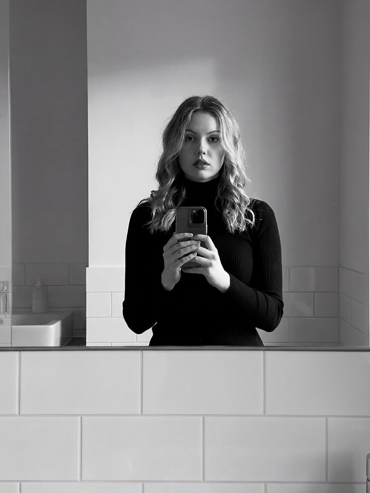 Black & White Minimalist Mirror Selfie Black & White Minimalist Mirror Selfie