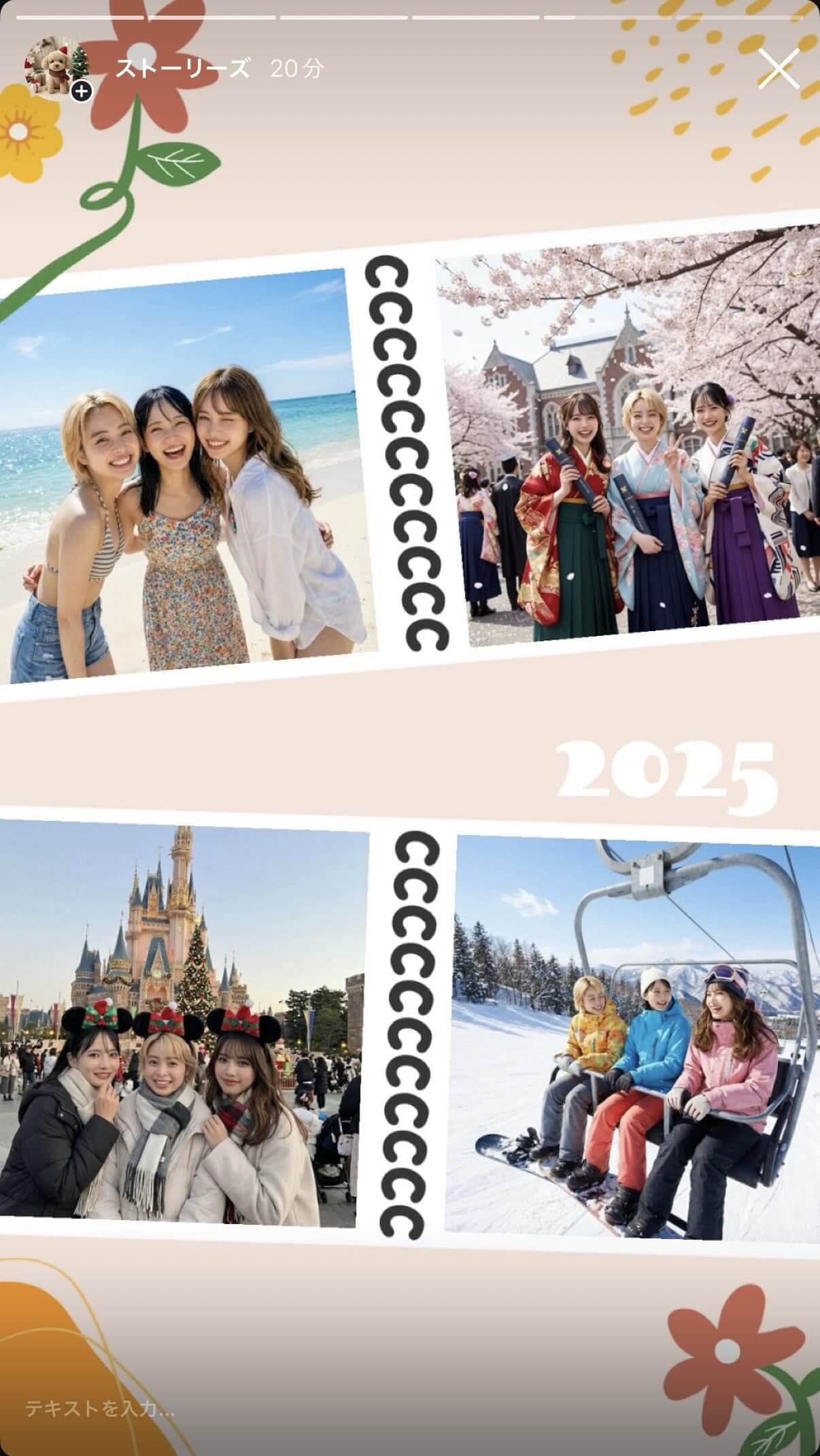 フォトアルバム風のおしゃれ年末ストーリー フォトアルバム風のおしゃれ年末ストーリー