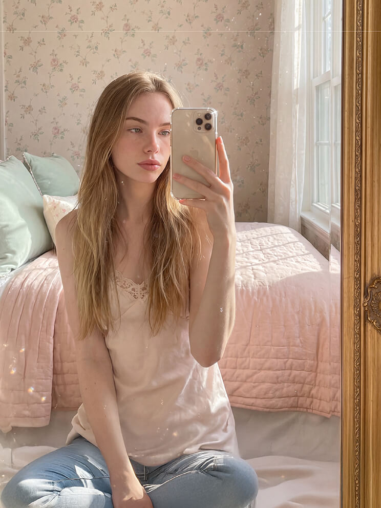 Aesthetic Pastel Room Mirror Selfie Aesthetic Pastel Room Mirror Selfie
