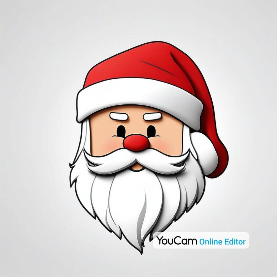 Schlichter Weihnachtsmann mit roter Mütze, im minimalistischen Stil.