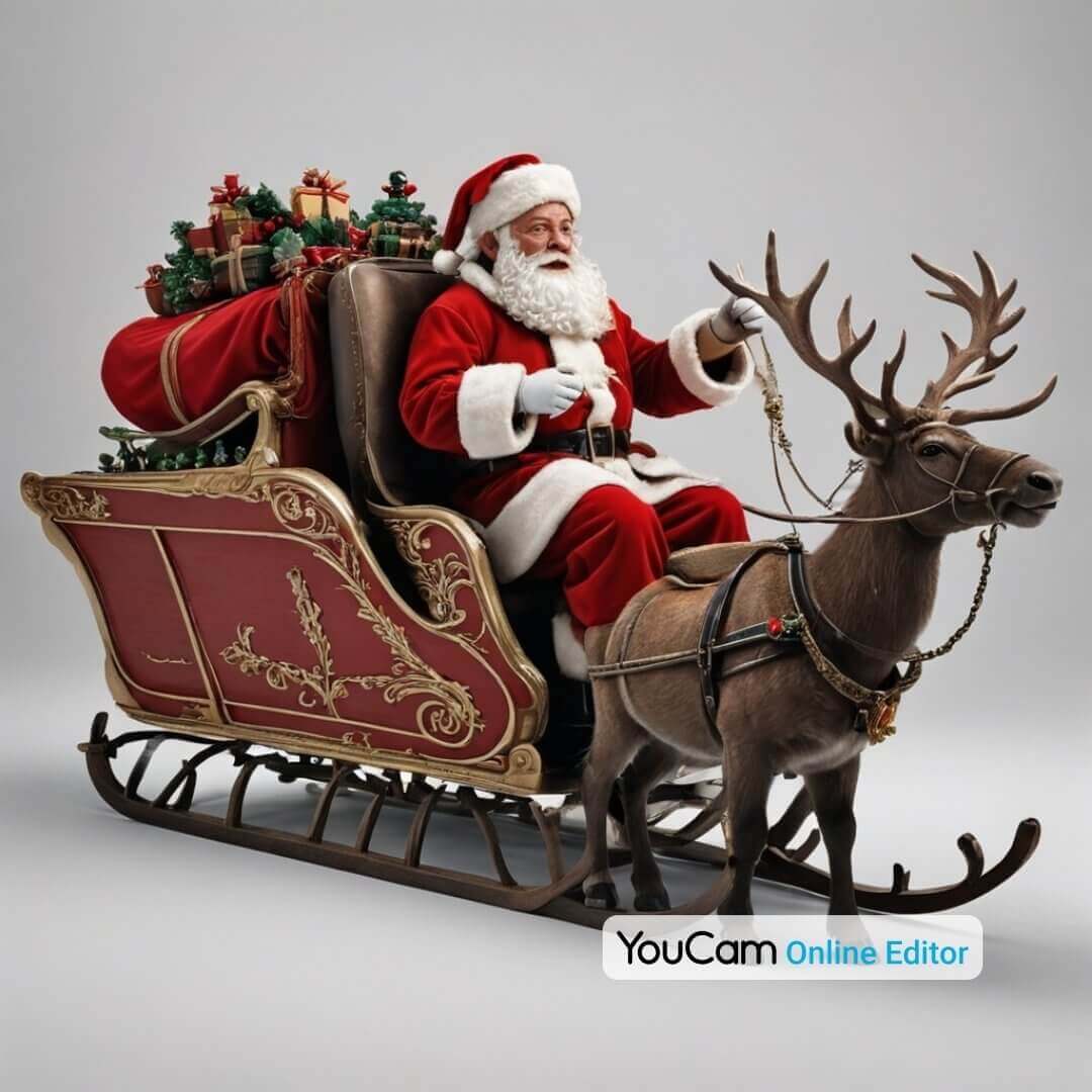 Weihnachtsmann mit rotem Mantel und Schlitten