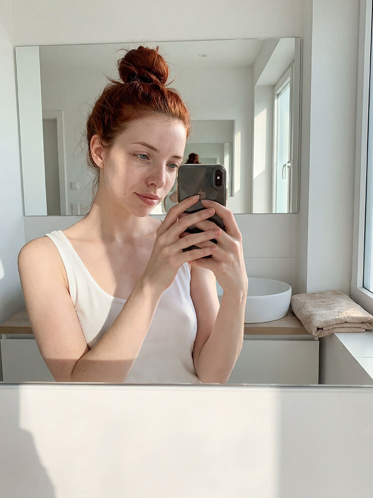 Natural Light Bathroom Mirror Selfie Natural Light Bathroom Mirror Selfie