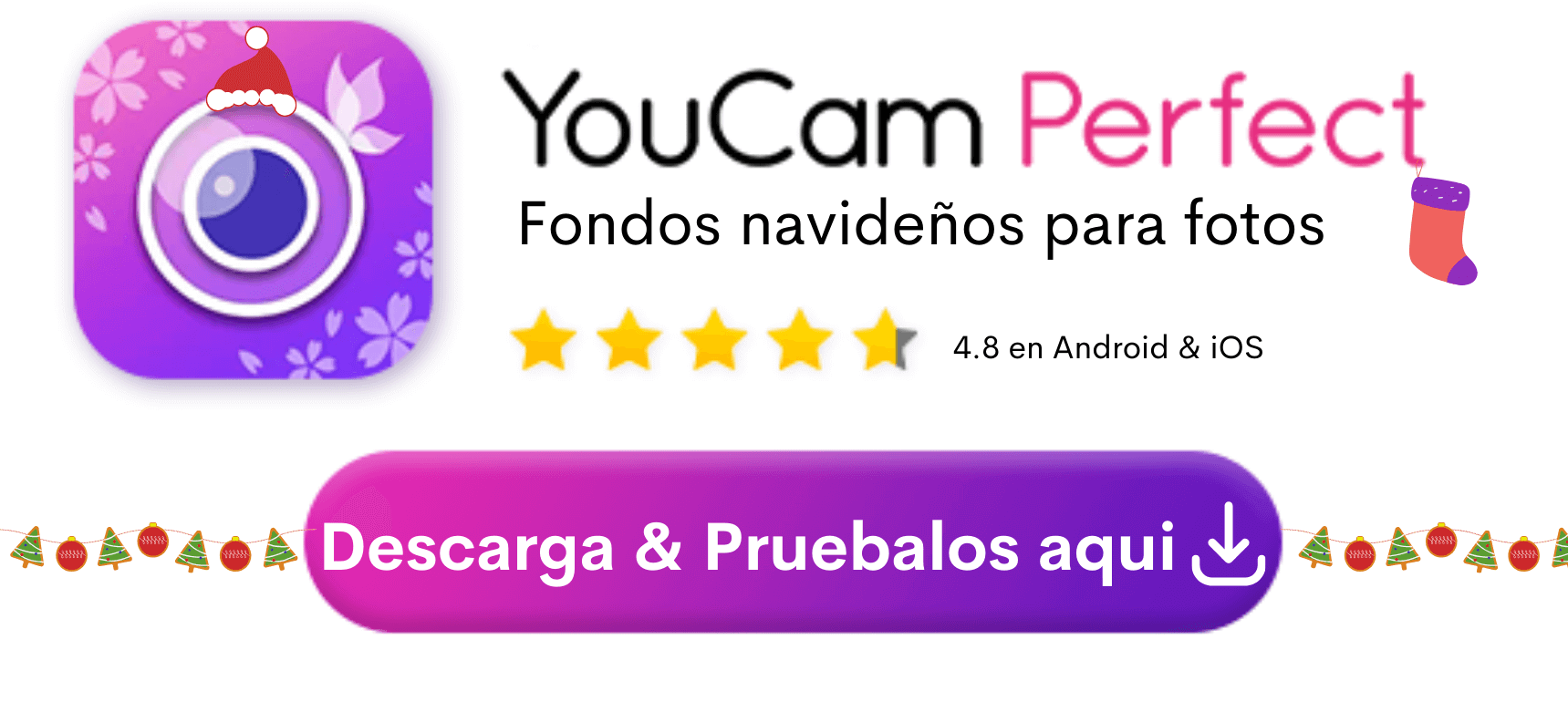 Descarga youcam perfect para poner fondos navideños a fotos