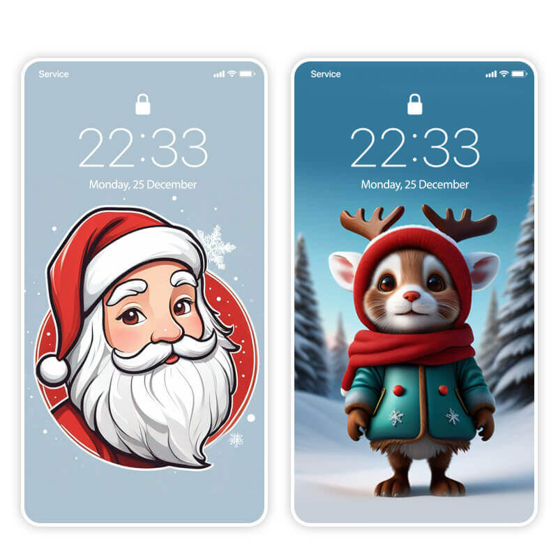 Sfondo Natalizio con Babbo Natale & Rudolph la Renna Sfondo Natalizio con Babbo Natale & Rudolph la Renna