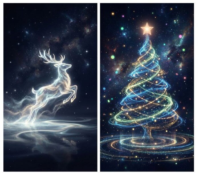 聖誕快樂圖範本一：光影粒子唯美聖誕圖案