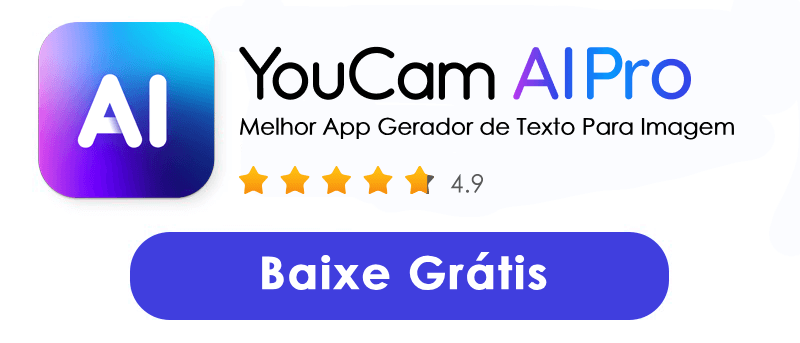 Botões de download para o YouCam AI Pro na App Store e Google Play.