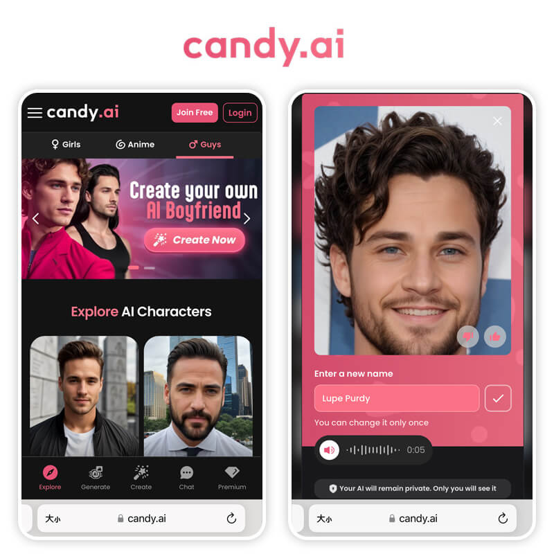 Candy.ai, plataforma para conversas com um namorado virtual.