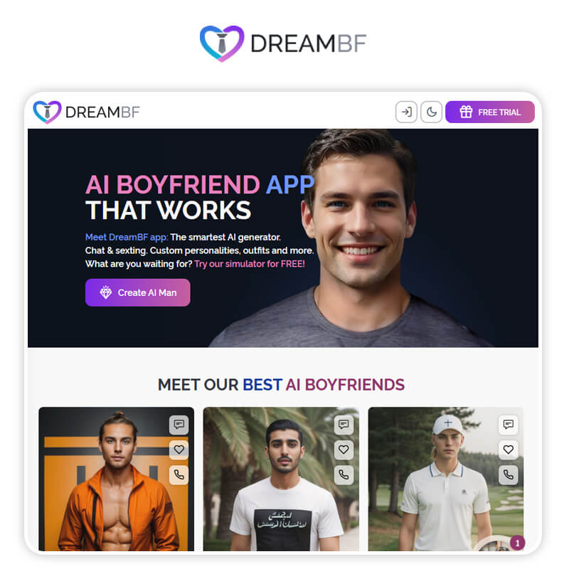 Aplicativo DreamBF para criar e conversar com um namorado virtual.
