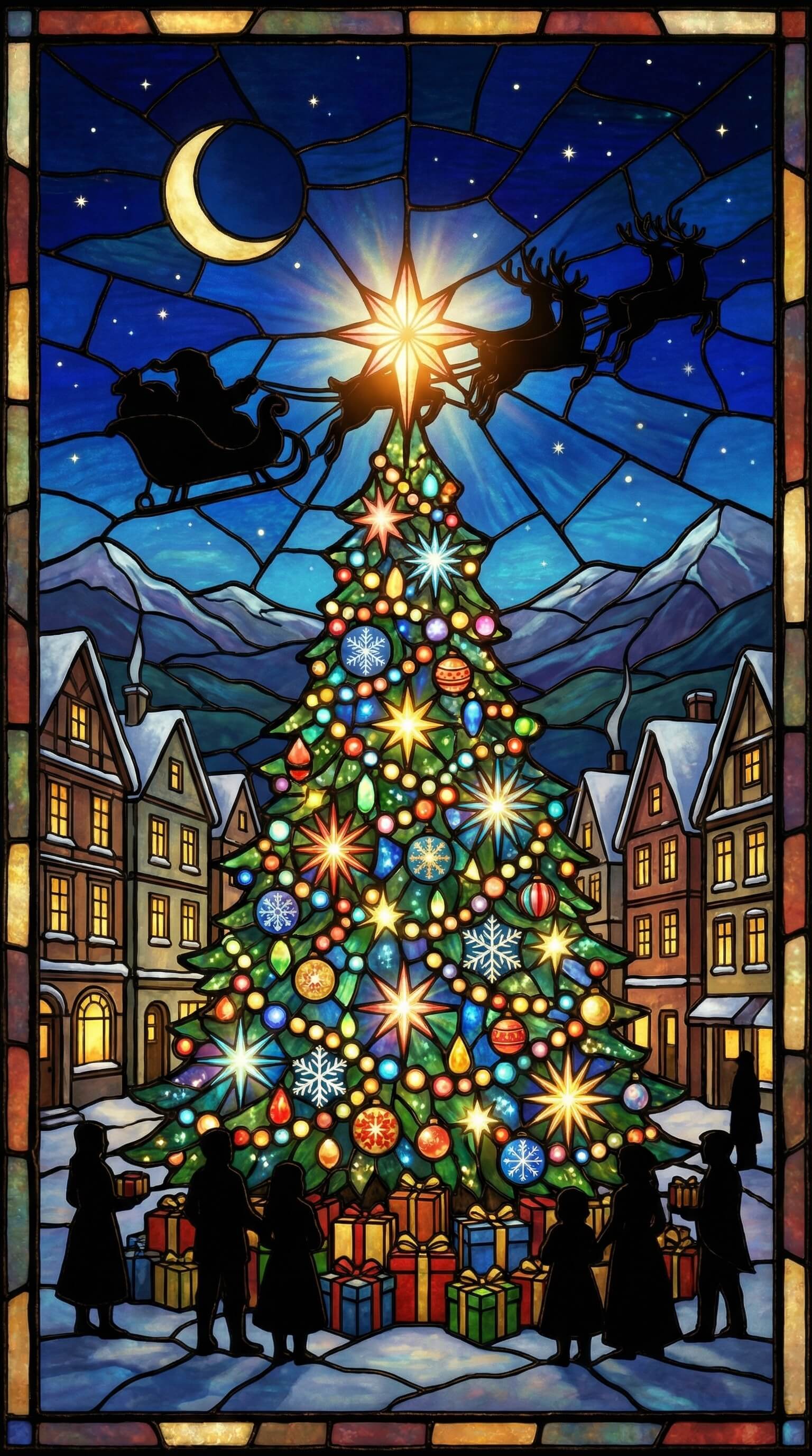 玻璃彩繪聖誕圖案