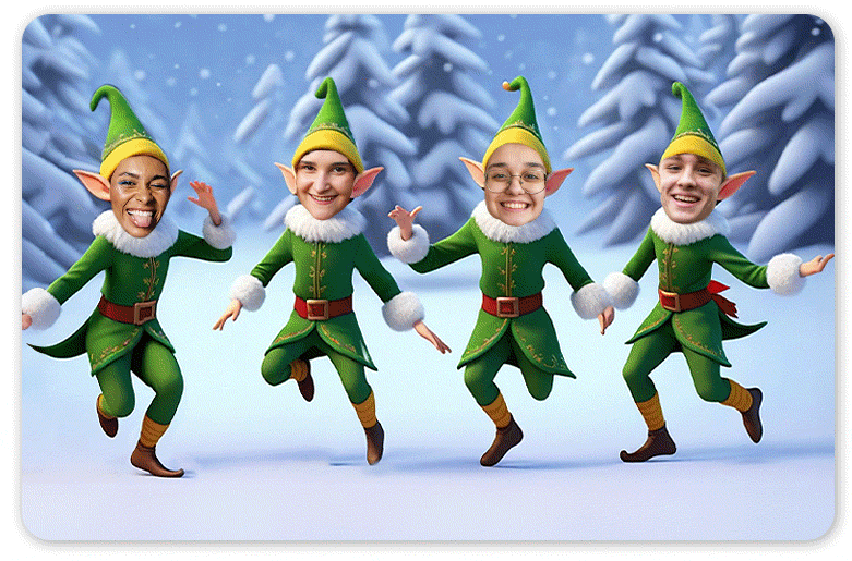 Carte de Noël de lutin avec YouCam Perfect