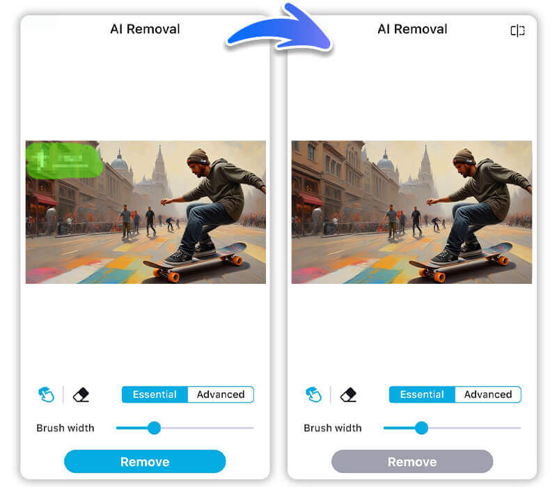 Exemplo de como tirar censura de foto usando o Removedor de Objetos com IA do YouCam Enhance.