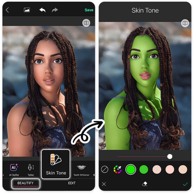 Turn Your Skin Color into Green