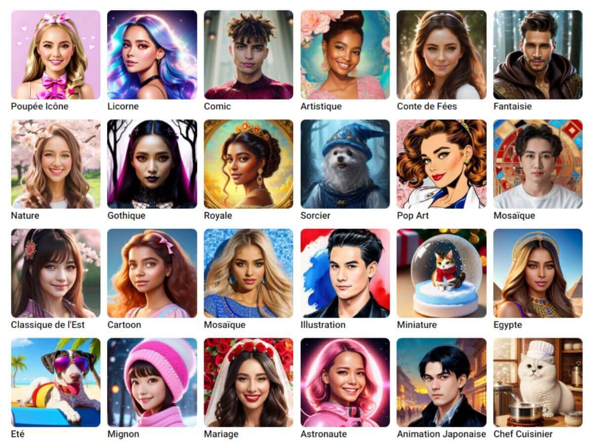 Plus de 60 styles d'avatars IA gratuit en ligne