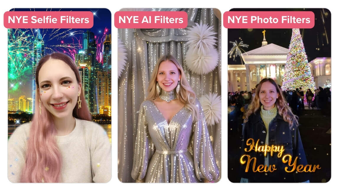Ajoutez des filtres de nouvelle année à vos photos avec la meilleure application de filtres de nouvelle année YouCam Makeup.