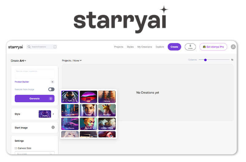 Createur d'avatar en ligne- Starry AI: créer un avatar business