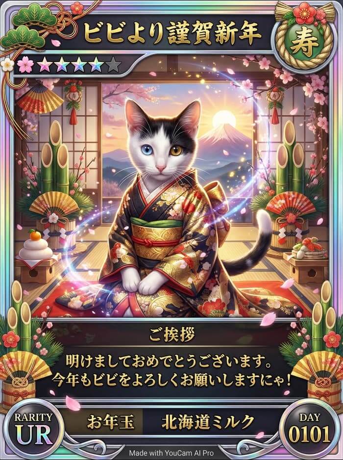 トレカ風ペットカードで新年のご挨拶