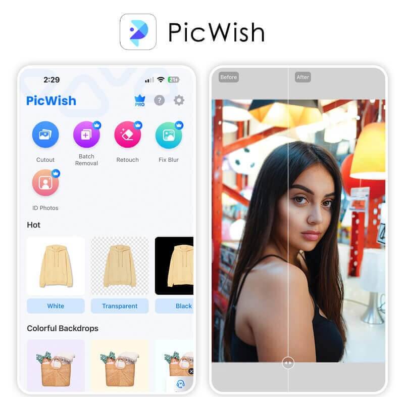 Application d'amélioration des photos - PicWish : l'IA exauce vos souhaits en matière de photos