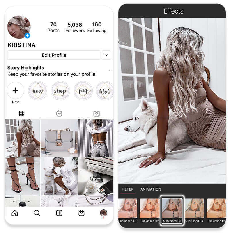 Einheitliche Filter für einen stimmigen Instagram Feed.