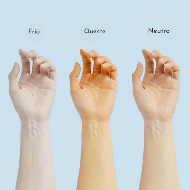 Teste visual para descobrir subtom de pele: frio, quente e neutro.