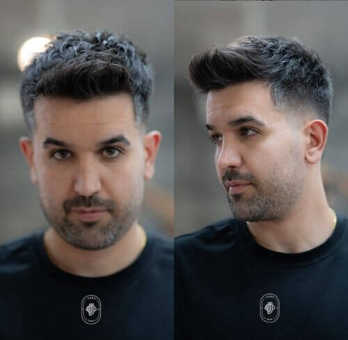 Corte Faux Hawk masculino para rosto redondo e gordo