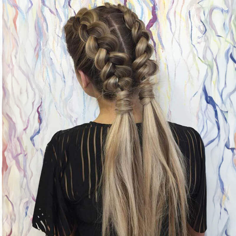 Christmas hairstyle: double Dutch braid