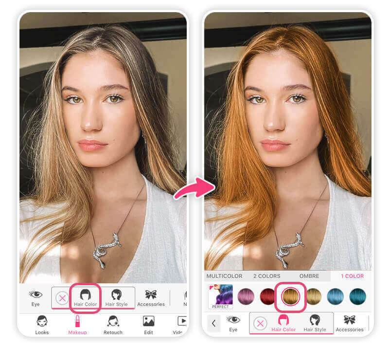 Haarfarbe ändern mit der besten Frisuren App Haarfarbe ändern mit der besten Frisuren App von YouCam Makeup
