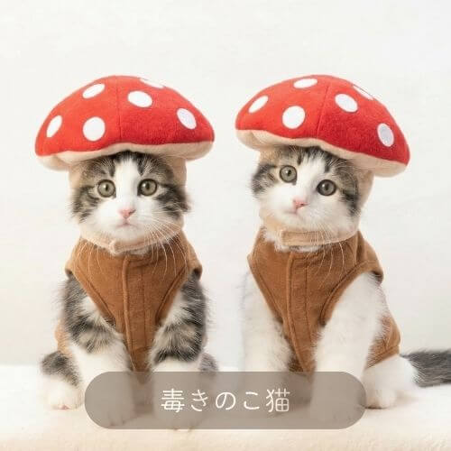 赤い頭のきのこ猫